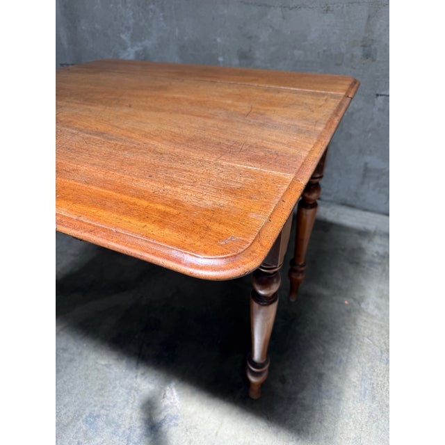 Antique American Drop Leaf Table One Drawer Turned Legs 19th C Mahogany For Sale - Image 11 of 13