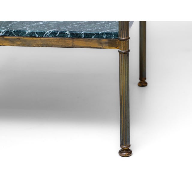 Antique Brass and Green Marble Etagere Side Tables, 1950, Set of 2 For Sale - Image 9 of 12