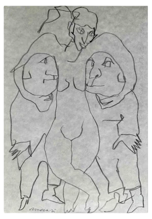 Mino Maccari, Polyamorous, Pencil Drawing, 1960s