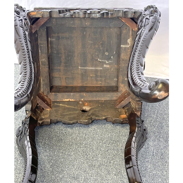 Brown Antique Asian Carved Rosewood Jardiniere/ Plant Stand For Sale - Image 8 of 12