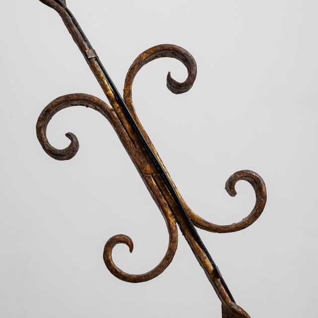 20th Century French Gothic Revival Metal Torch Chandelier For Sale - Image 9 of 18