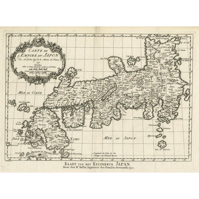 Traditional Antique Map of the Empire of Japan, 1752 For Sale - Image 3 of 6