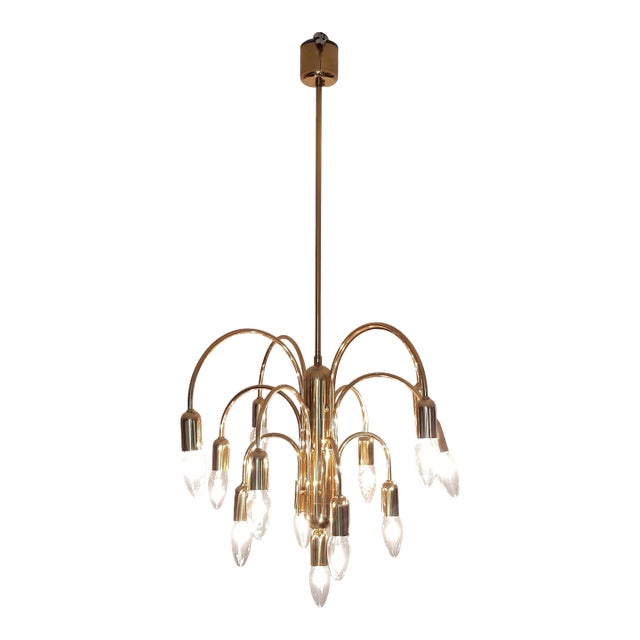 Mid-Century Sölken Leuchten 13-Arm Chandelier, Germany 1970s For Sale