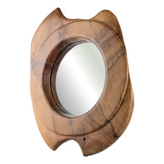 Biomorphic Wall Mirror in Walnut, France, 1960s For Sale
