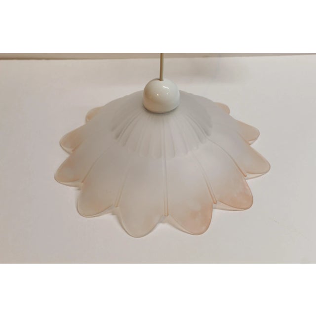 Glass Pink and White Glass Flower Pendant Light | Kromer Leuchten For Sale - Image 7 of 11