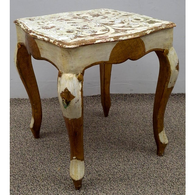 Italian Mid 20th Century Franco Tacchi Italian Florentine Painted and Partial Gilt Low Side Table For Sale - Image 3 of 8