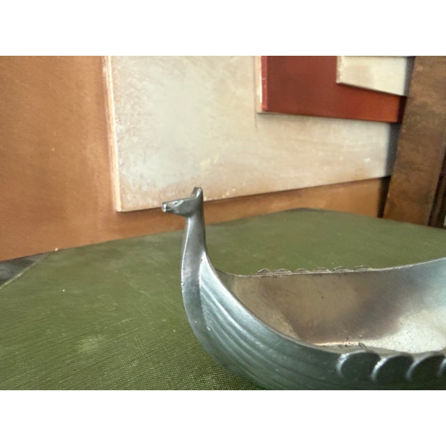 Just Andersen Danish Pewter Viking Ship Dish | Scandinavian Trinket Catchall Desk Decor For Sale - Image 9 of 11