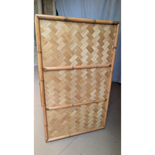 Vintage Faux Bamboo 6-Drawer Dresser With Herringbone Parquet Rattan Fronts, in the Style of Dixie For Sale - Image 10 of 12
