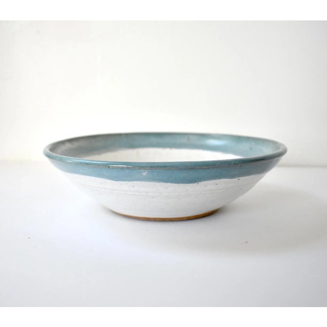 Early 21st Century Art Pottery Blue & White Speckled Bowl For Sale - Image 4 of 8