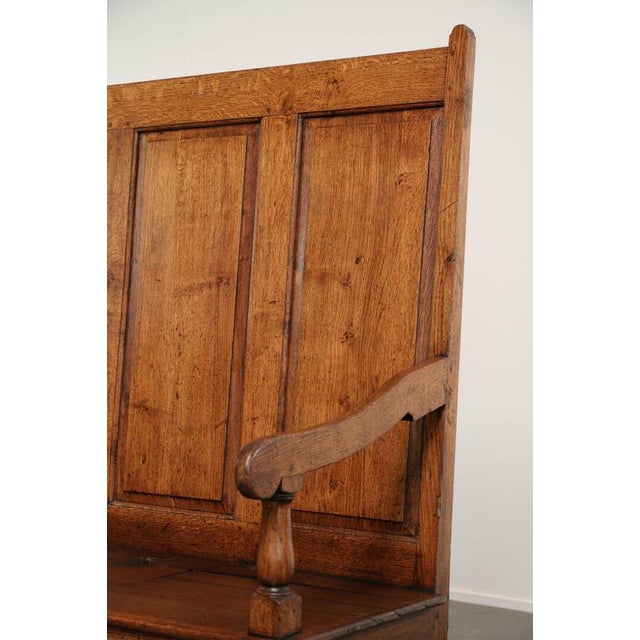Antique English Oak Hall Bench with Storage Space For Sale - Image 14 of 18