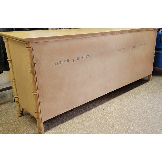 1970s Faux Bamboo Chinoissere Lowboy Dresser / Credenza For Sale - Image 4 of 7