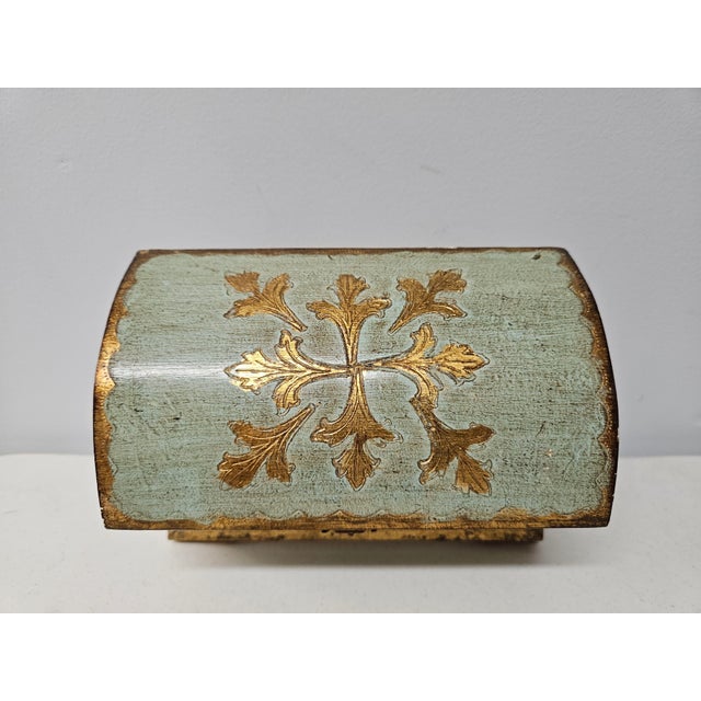 Traditional Turquoise and Gilt Italian Trinket Box For Sale - Image 3 of 12