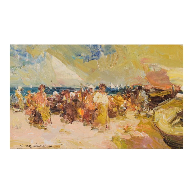 Painting of Beach Scene by Luis Giner Bueno For Sale