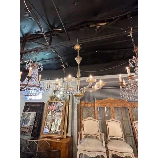 Modern Murano Gold Glass 8-Arm Chandelier For Sale - Image 3 of 8