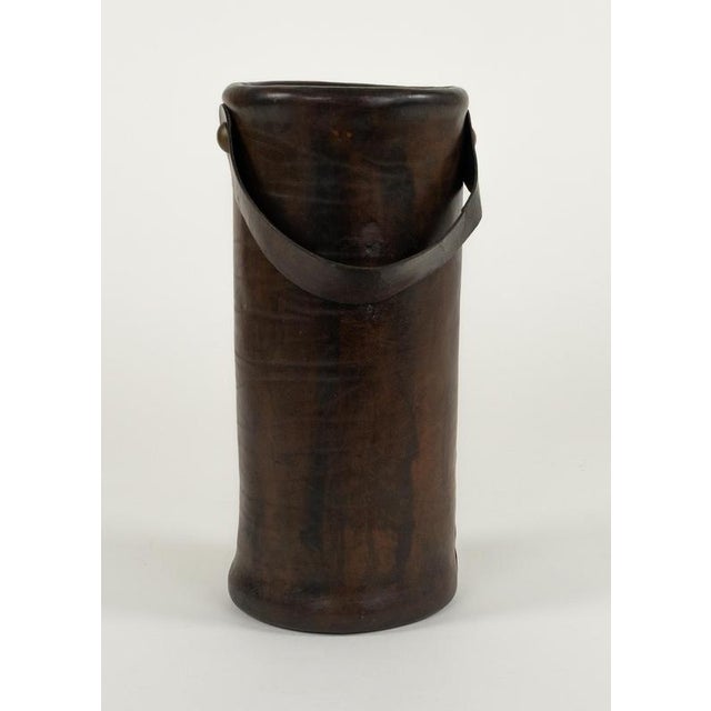 1950s Mid-Century Umbrella Stand in Leather and Brass, Italy, 1950s For Sale - Image 5 of 15