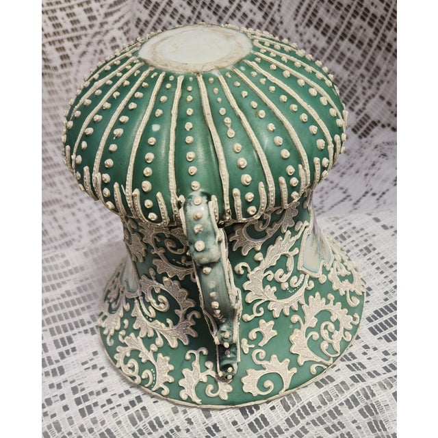 Fenton Art Glass Company Unmarked Nippon Beaded Moriage Style Vase Mint Condition For Sale - Image 4 of 8