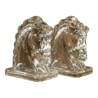 Glass Horse Head Bookends For Sale