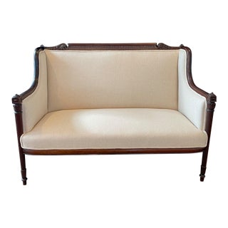 French Louis XVI Style Classically Carved Loveseat or Sofa For Sale