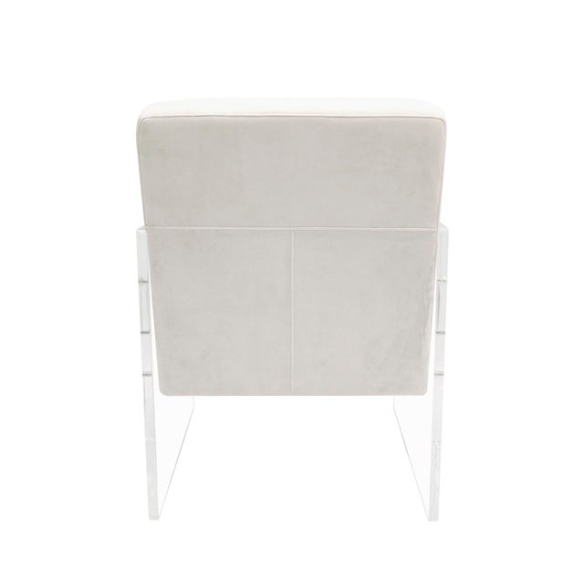 Pasargad Home Tribecca Acrylic and Velvet Accent Chair, Ivory For Sale - Image 4 of 6