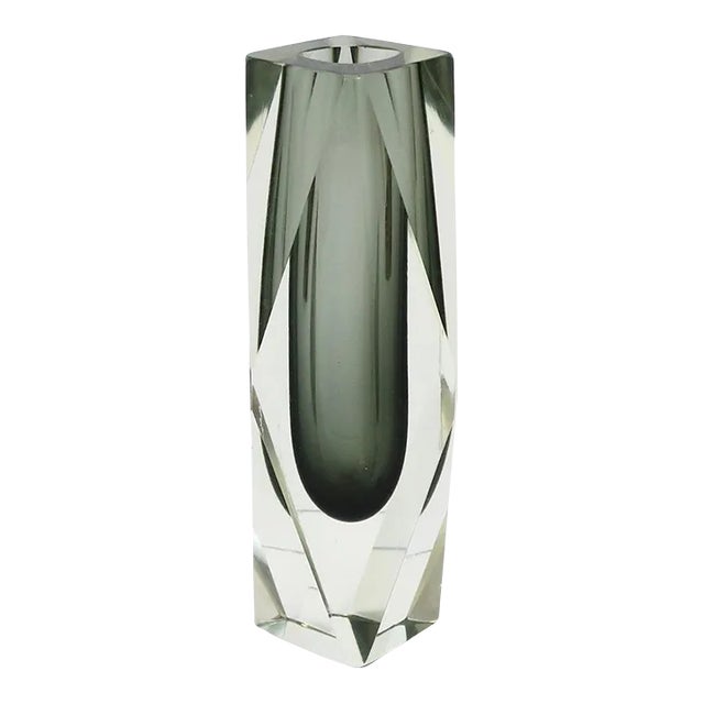 Alessandro Mandruzzato Italian Murano Faceted Vase For Sale
