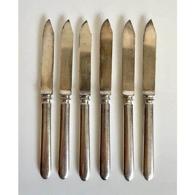 Silver Set of 6 Reed & Barton Silver-Plated Appetizer Knives For Sale - Image 8 of 8
