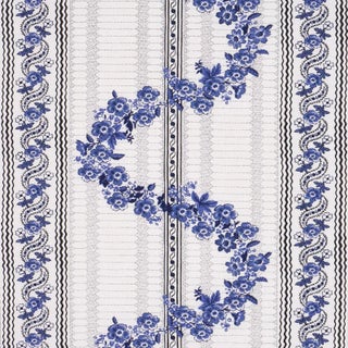 SAMPLE - Schumacher X Rita Konig Serena Garland Fabric In Blue For Sale