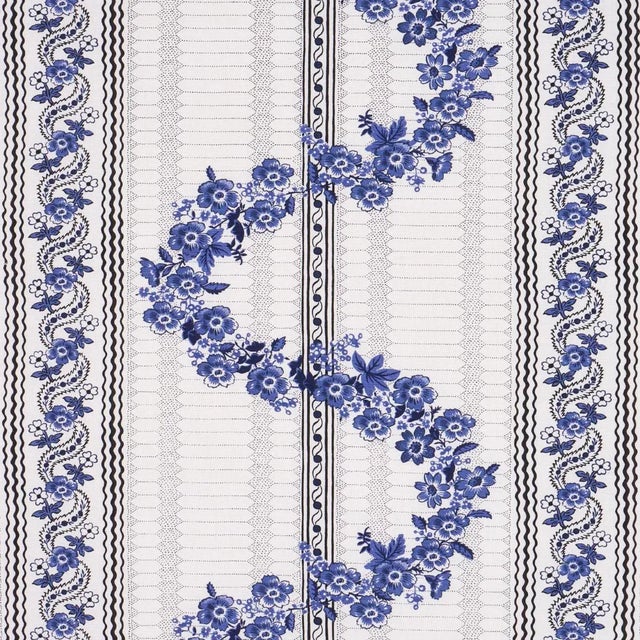 SAMPLE - Schumacher X Rita Konig Serena Garland Fabric In Blue For Sale