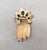 Metal Vintage Signed Ledo 1961 Goldtone Faux-Jade Cabochon & Clear Rhinestone Comet Brooch For Sale - Image 7 of 8