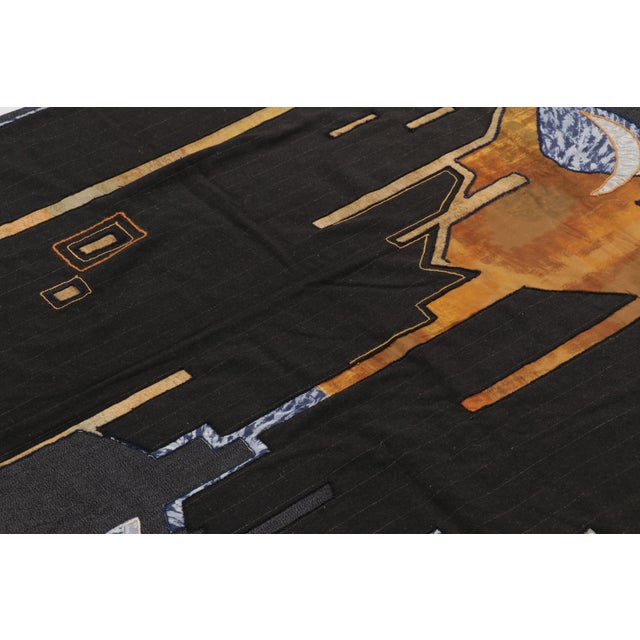 Early 21st Century Rug & Kilim’s Contemporary Tapestry With Golden Sunset Accents in Black & Orange For Sale - Image 5 of 10