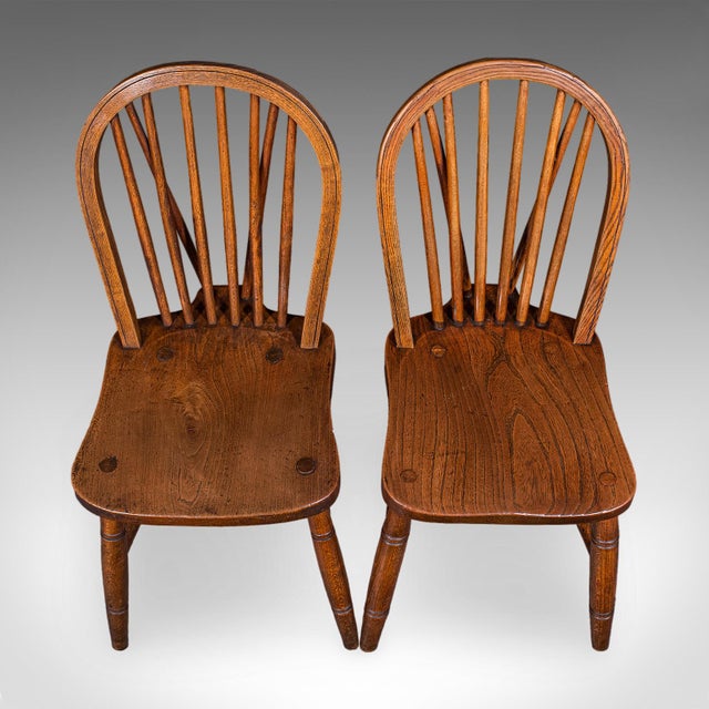 Brown Set of 4 Side Chairs, English Hoop Back Seats, Wwii, Broad Arrow, Reception Hall For Sale - Image 8 of 12