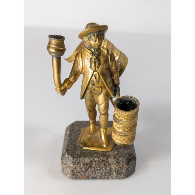 Rustic European 19th Century Continental European Gilt Bronze Table Lighter in the Form of a Street Vendor For Sale - Image 3 of 13