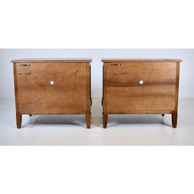 Henredon French Provincial Nightstands, Carved Oak & Brass, 1980s, Usa For Sale - Image 9 of 12