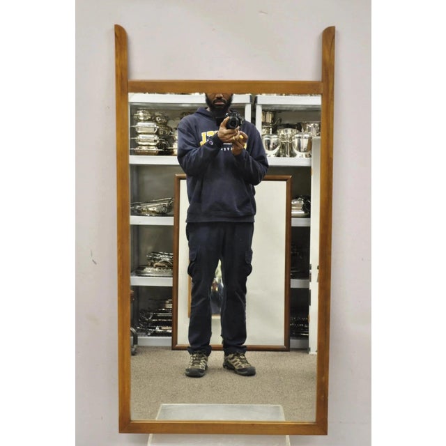 Vintage Mid Century Modern Sculpted Walnut Finial Modernist Wall Mirror For Sale - Image 11 of 11