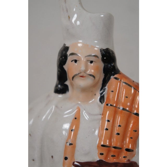 White Antique Late 19th Century Staffordshire Porcelain Figurine Faux Clock Scottish Couple For Sale - Image 8 of 13