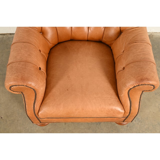 Wood Baker Furniture Stately Homes Collection Late Victorian Tufted Leather Club Chair For Sale - Image 7 of 15
