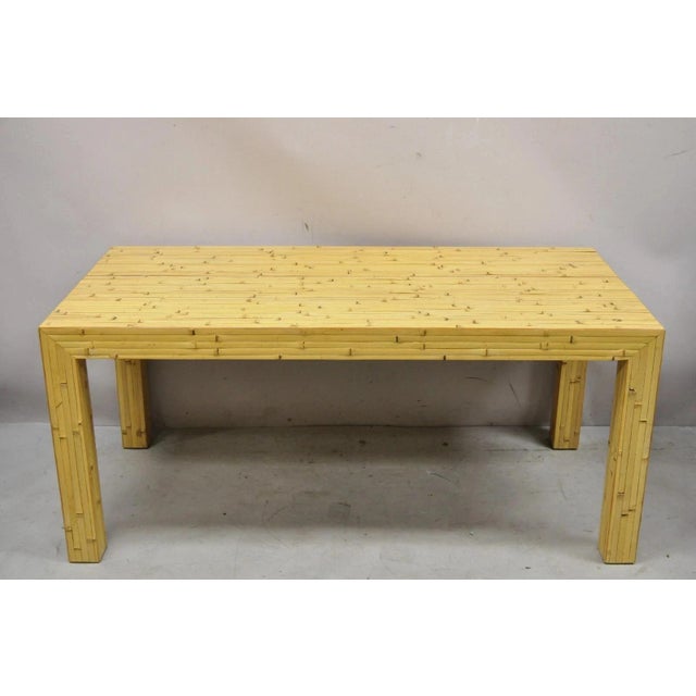Yellow Vintage Hollywood Regency Real Bamboo Faux Rattan Palm Beach Coffee Table For Sale - Image 8 of 8