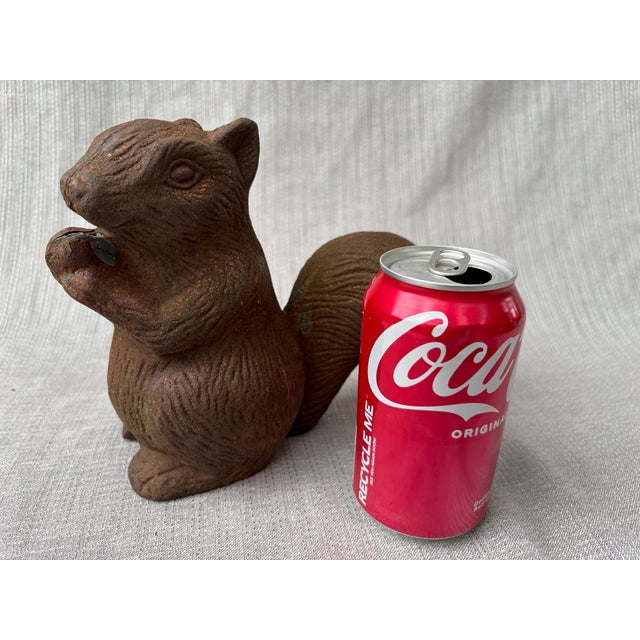 Vintage Rusty Cast Iron Squirrel Eating an Acorn Statue For Sale - Image 11 of 12