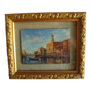 Early 20th Century Miniature Oil Painting of Venice Doge Palace For Sale