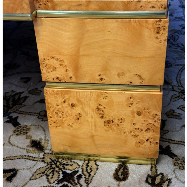 Rare Willy Rizzo Burlwood Square and Brass Coffee Table Italy 1970s For Sale - Image 11 of 12