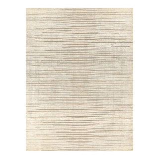 Exquisite Rugs Mixed Texture Hand-Knotted New Zealand Wool & Bamboo Silk Beige Rug-9'X12' For Sale