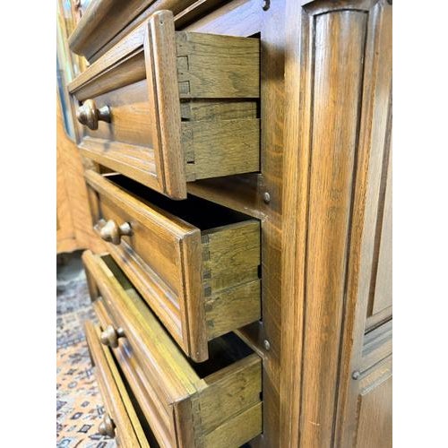 Dutch Brutalist Oak Tallboy or Chest of Drawers, 20th Century For Sale - Image 4 of 8