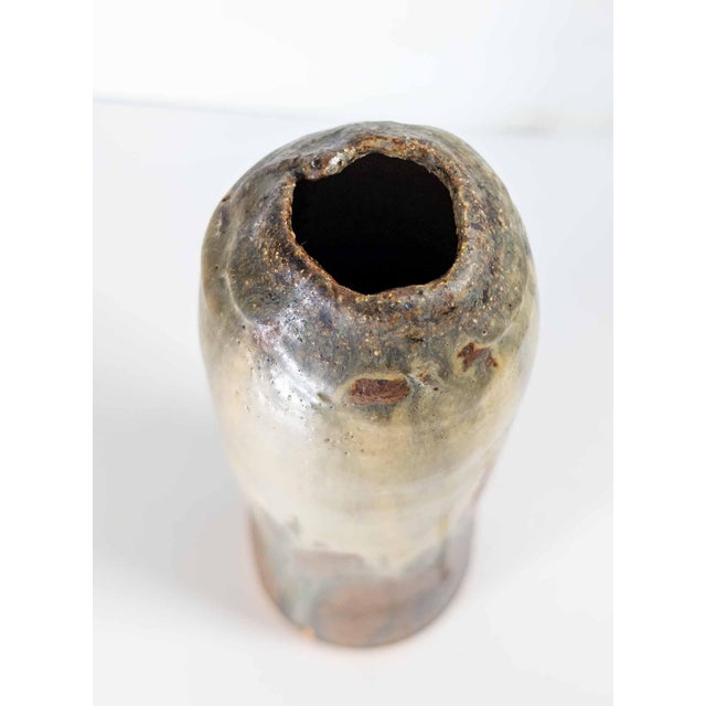 Ceramic Mid-Century Modern Studio Art Pottery Vase in Japanese Style, Signed Illegibly For Sale - Image 7 of 12