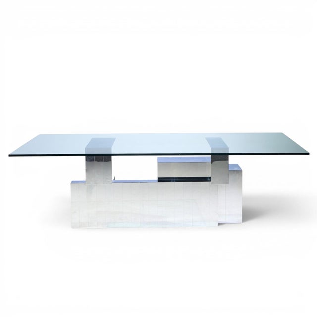 Paul Evans for Directional Cityscape Mid Century Chrome Dining Table This dining table measures: 96 wide x 48 deep x 29.25...
