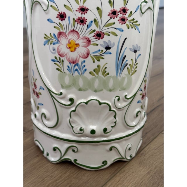 Mid-Century Modern Ceramic Umbrella Stand Made in Portugal For Sale - Image 3 of 7