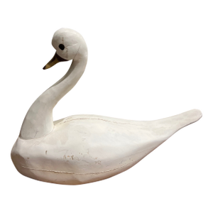 Vintage Hand Carved and Painted Solid Wood Carved Swan