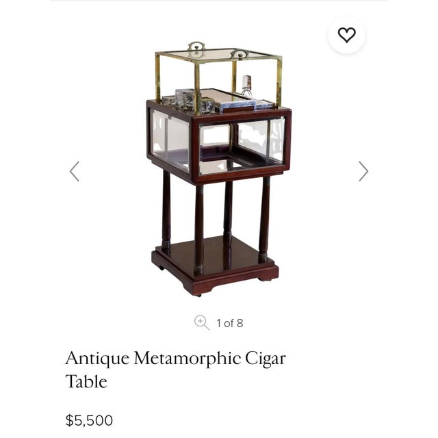 Wood Antique Metamorphic Pop Up Bar Table Brass and Mahogany For Sale - Image 7 of 14