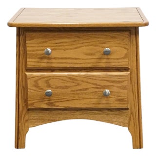 Ragazzi Furniture Solid Oak Early American Country 23" Two Drawer Nightstand - Made in Quebec For Sale