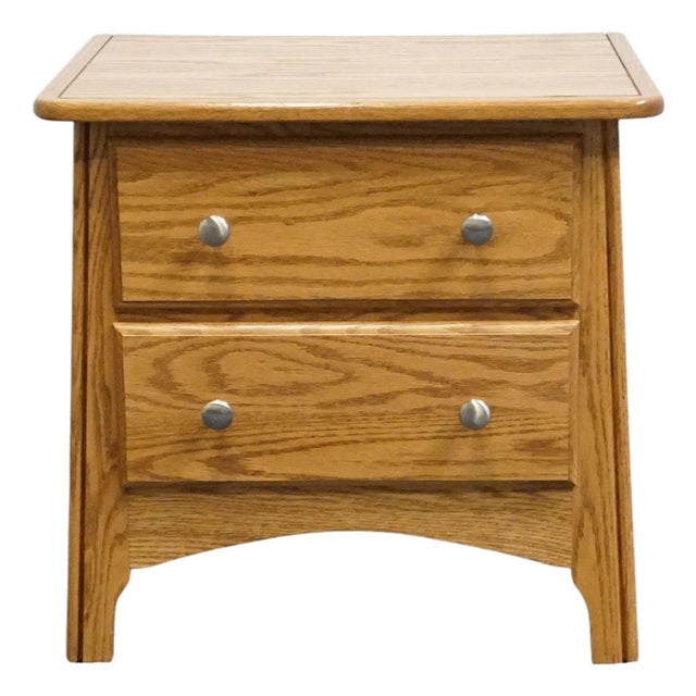 Ragazzi Furniture Solid Oak Early American Country 23" Two Drawer Nightstand - Made in Quebec For Sale