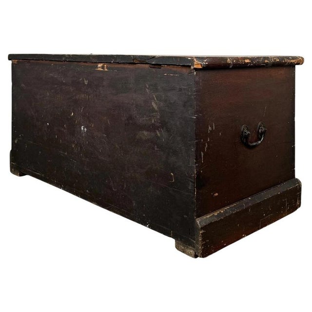 2000 - 2009 Antique 19th Century Country House Painted Pine Blanket Box For Sale - Image 5 of 12