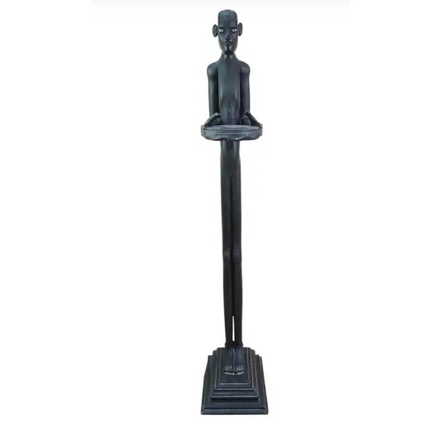 Vintage Art Deco Carved Wood Bell Boy Card Holder, 1920s For Sale - Image 9 of 9